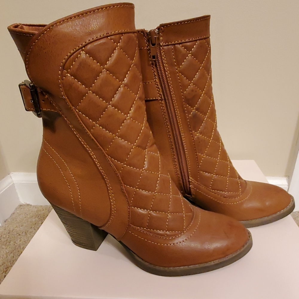 Brown mid calf boots